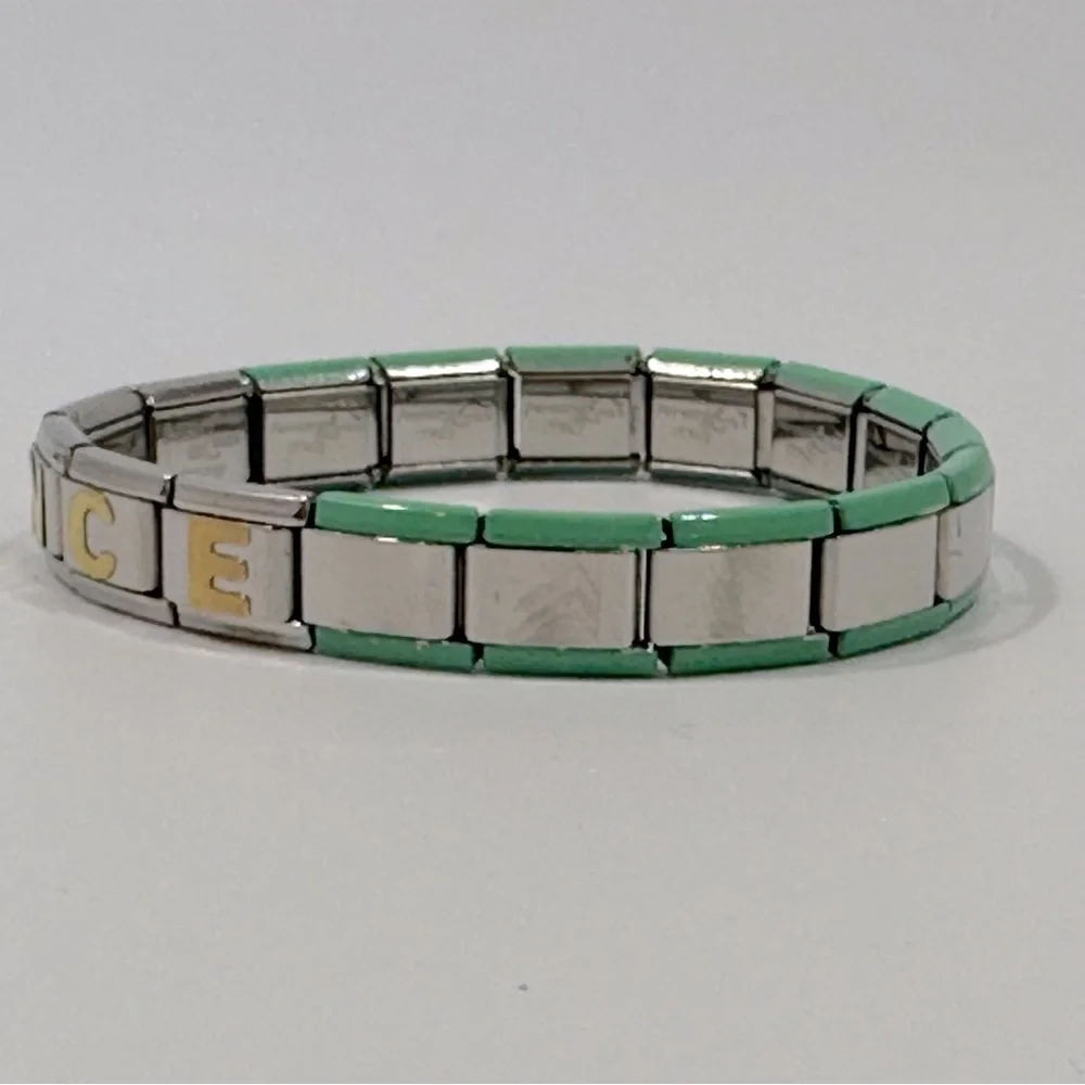 PersonaLinks Italy Dance Green & Silver Interchange Link Bracelet